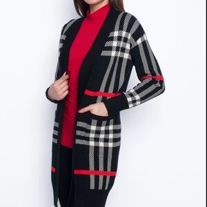 Alina's Exclusive Large Plaid Open Front Pockets Cardigan / Jacket